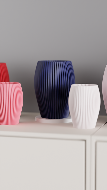 Japandi Style Ribbed Spiral Vase, Stylish Contemporary Tabletop Accent, Modern Art Deco, Geometric Minimalist