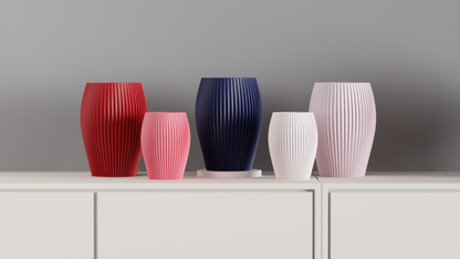 Japandi Style Ribbed Spiral Vase, Stylish Contemporary Tabletop Accent, Modern Art Deco, Geometric Minimalist