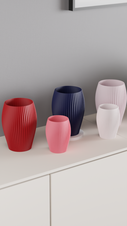 Japandi Style Ribbed Spiral Vase, Stylish Contemporary Tabletop Accent, Modern Art Deco, Geometric Minimalist