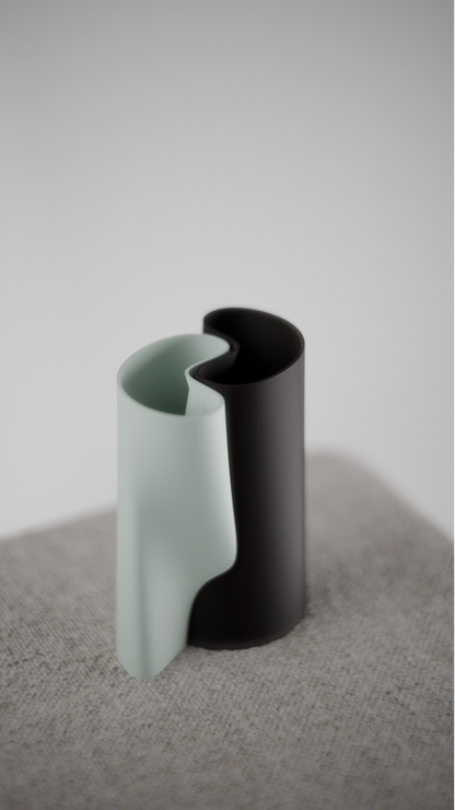 interlocking vase, multicolor desk organizer, geometric sculptural tabletop statement accent