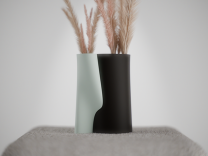 interlocking vase, multicolor desk organizer, geometric sculptural tabletop statement accent