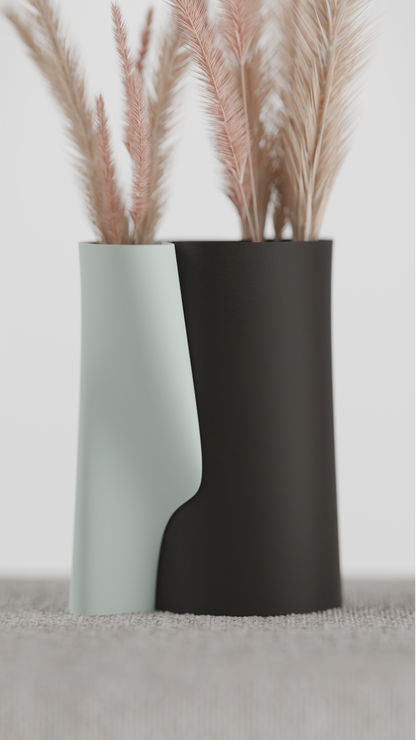 interlocking vase, multicolor desk organizer, geometric sculptural tabletop statement accent