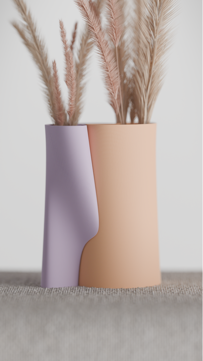 interlocking vase, multicolor desk organizer, geometric sculptural tabletop statement accent