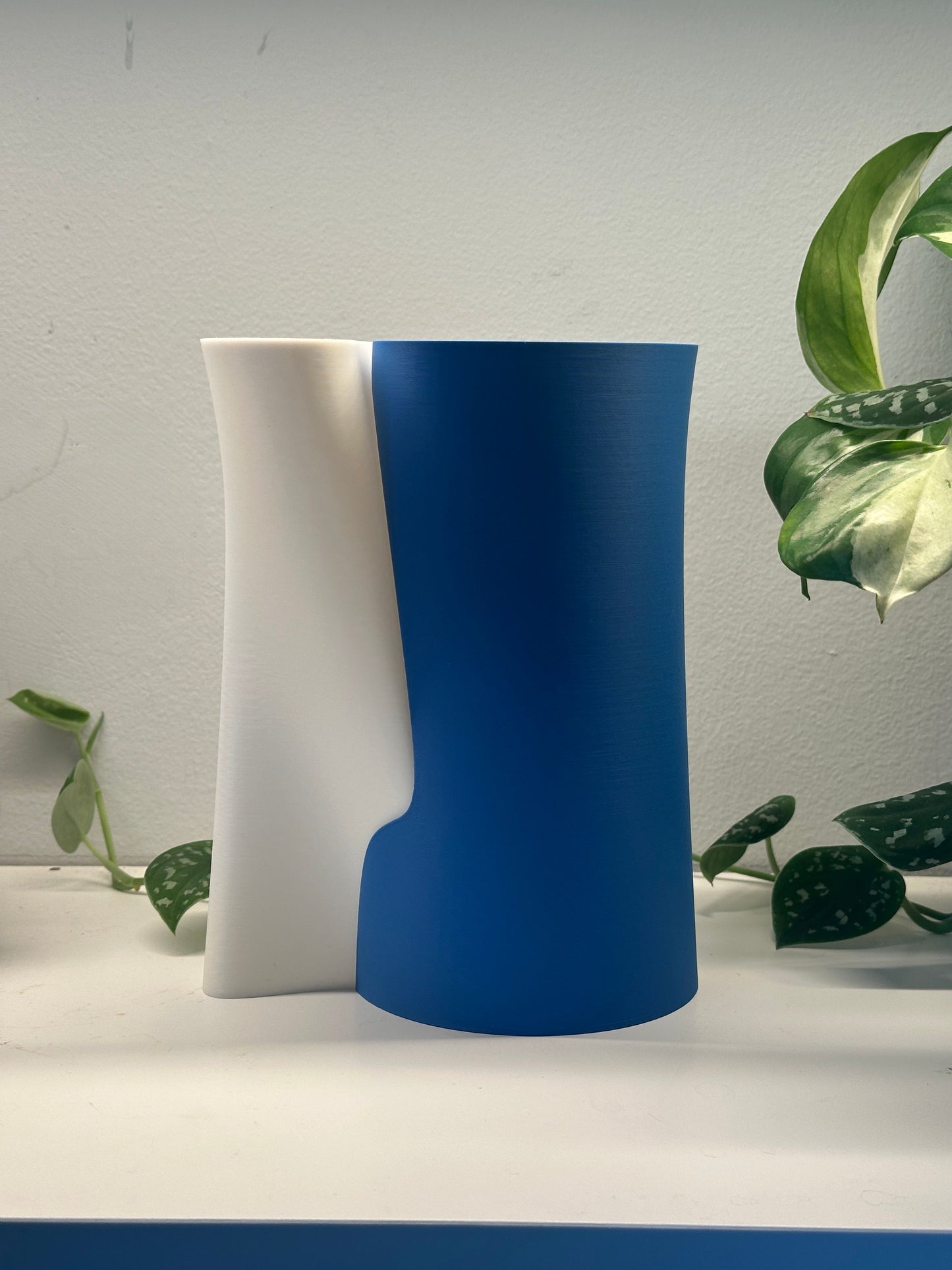 interlocking vase, multicolor desk organizer, geometric sculptural tabletop statement accent