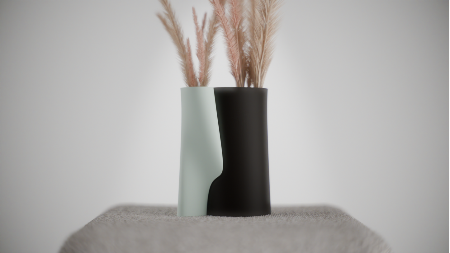 interlocking vase, multicolor desk organizer, geometric sculptural tabletop statement accent