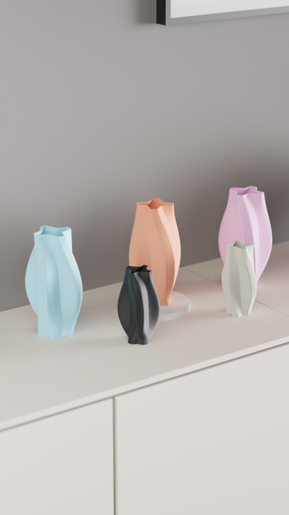 twist vase, spiral tabletop decor, minimalist bud holder, japandi statementpiece