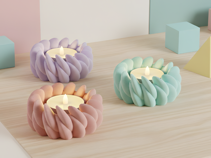 Tealight Holder, Ambient LED, Sculptural Tabletop Accent, Contemporary Nordic Petals