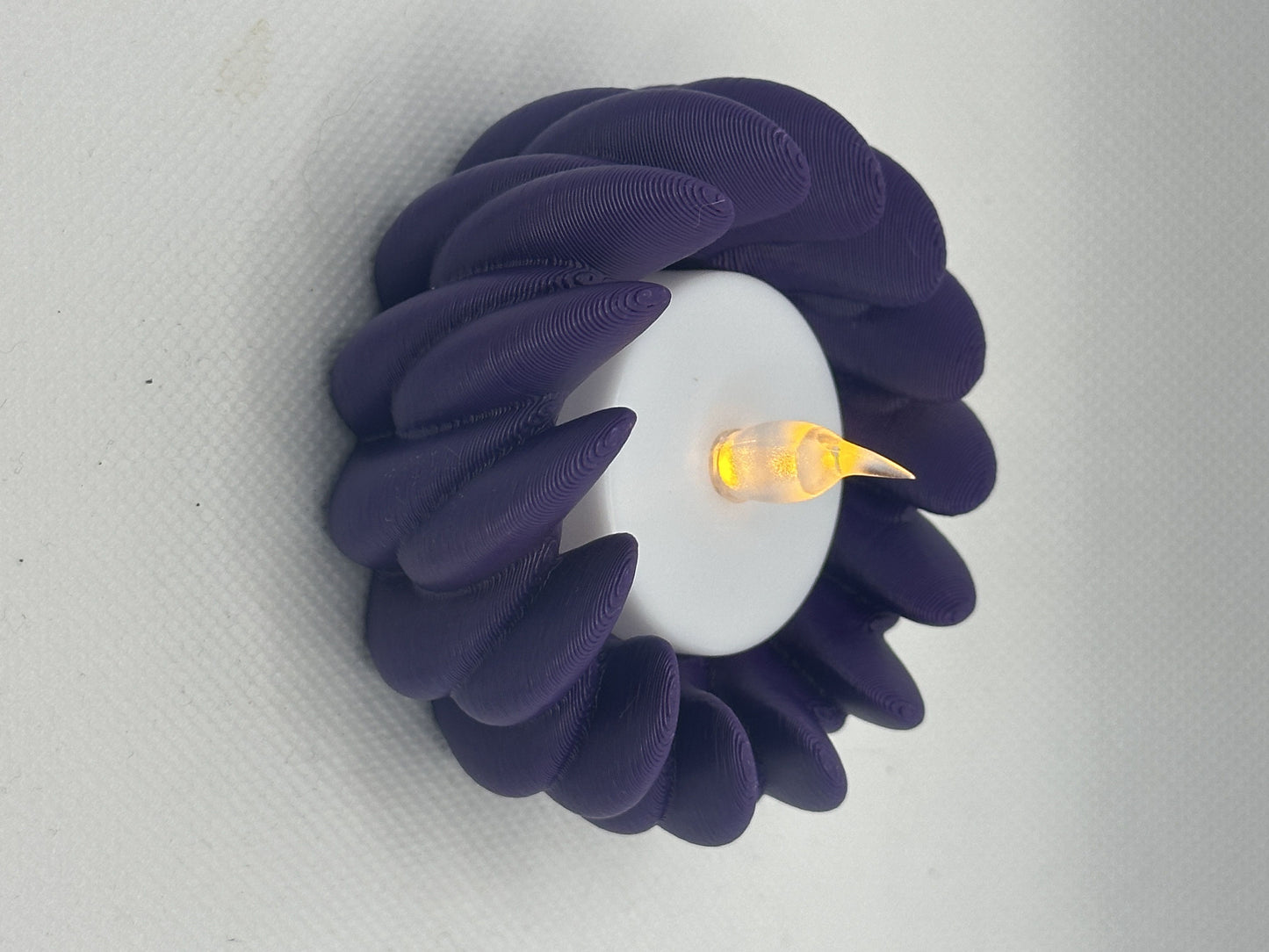 Tealight Holder, Ambient LED, Sculptural Tabletop Accent, Contemporary Nordic Petals