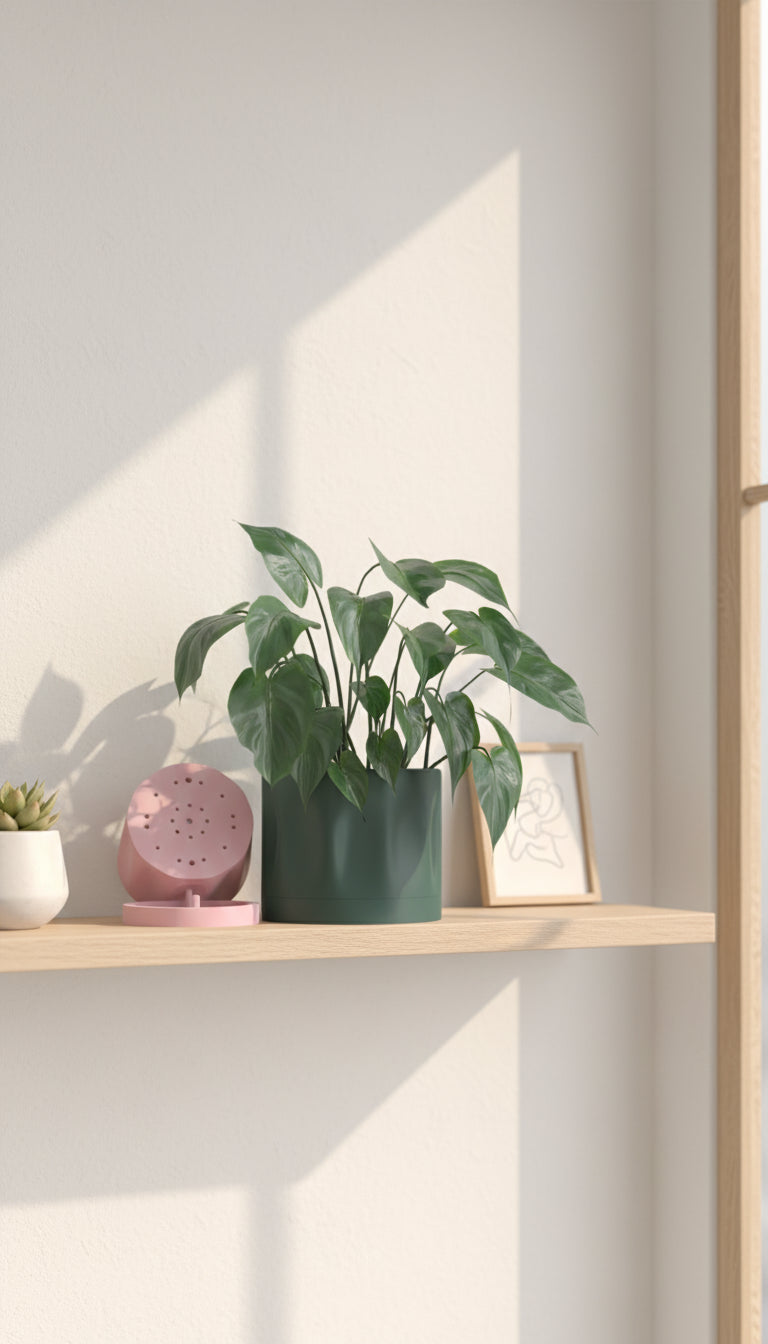 Minimalist Planter Pot, Elegant Geometric Ripple Texture, Hidden Drainage, Japandi