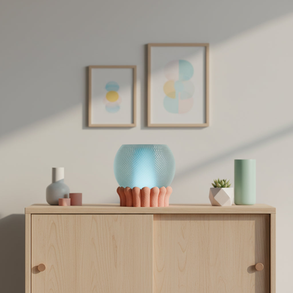 Globe Pendant Light, Modern Bloom Shade, Sculptural Bedside Ceiling Illumination