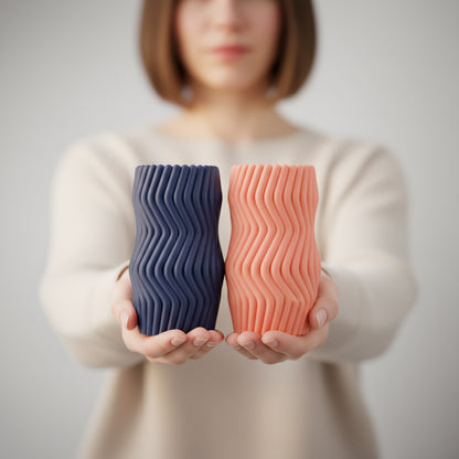 Sculptural Vase, Wavy Ripple Bud Vessel, Nordic Minimalist Desktop DecorativeAccent