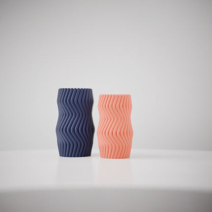 Sculptural Vase, Wavy Ripple Bud Vessel, Nordic Minimalist Desktop DecorativeAccent
