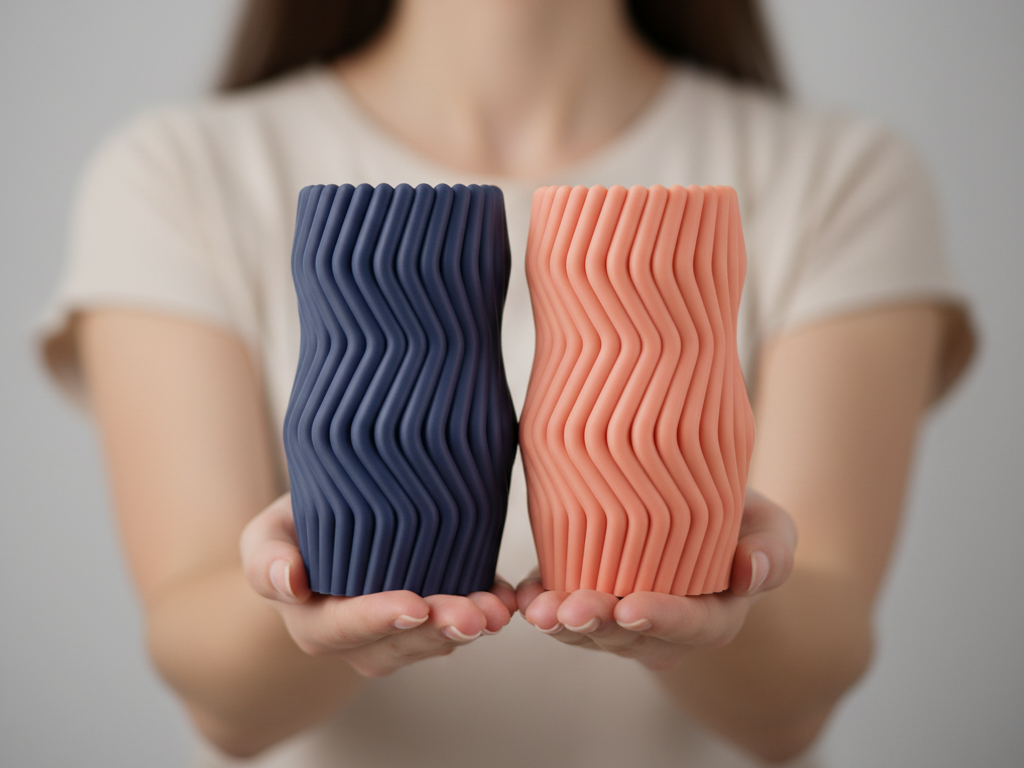 Sculptural Vase, Wavy Ripple Bud Vessel, Nordic Minimalist Desktop DecorativeAccent