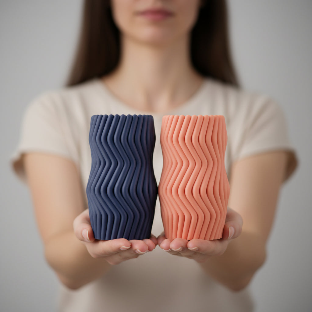 Sculptural Vase, Wavy Ripple Bud Vessel, Nordic Minimalist Desktop DecorativeAccent