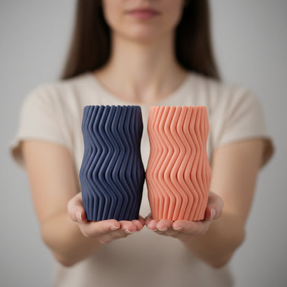 Sculptural Vase, Wavy Ripple Bud Vessel, Nordic Minimalist Desktop DecorativeAccent