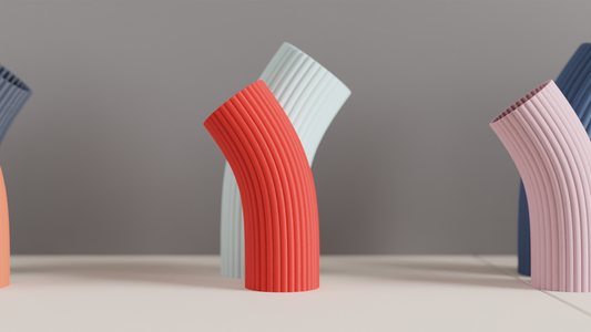 Modern Vase, Ripple Texture Paired Centerpiece, Curved Tabletop Ornament Minimal