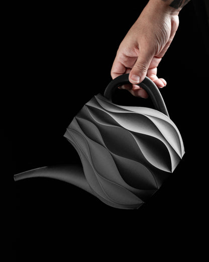 watering can, minimalist fractal geometry, ergonomic spout, sculptural designer waterer