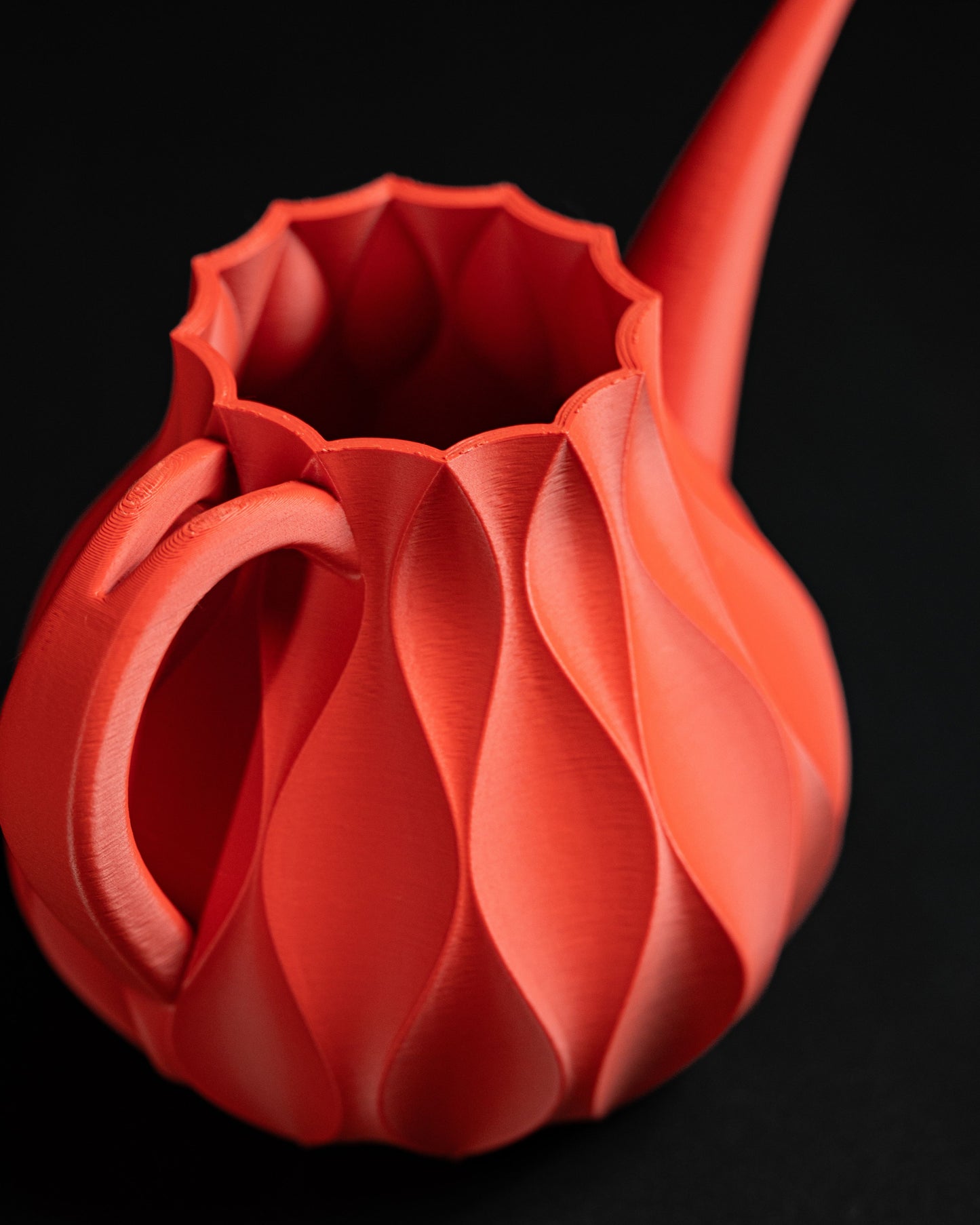 watering can, minimalist fractal geometry, ergonomic spout, sculptural designer waterer