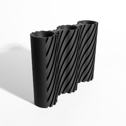 Vase Ribbed Architectural Accent, Decorative Tabletop Display, Matte Japandi Statement