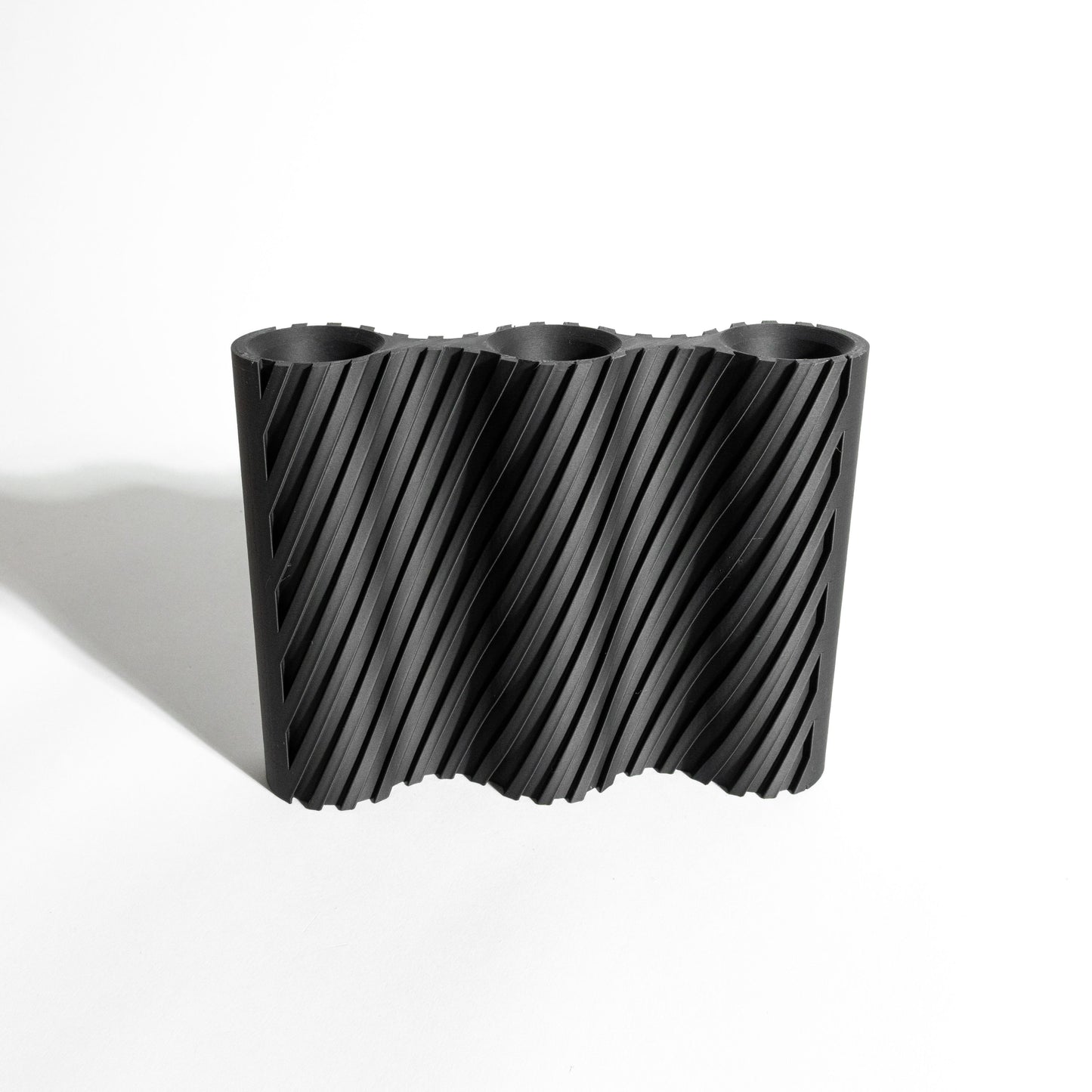 Vase Ribbed Architectural Accent, Decorative Tabletop Display, Matte Japandi Statement