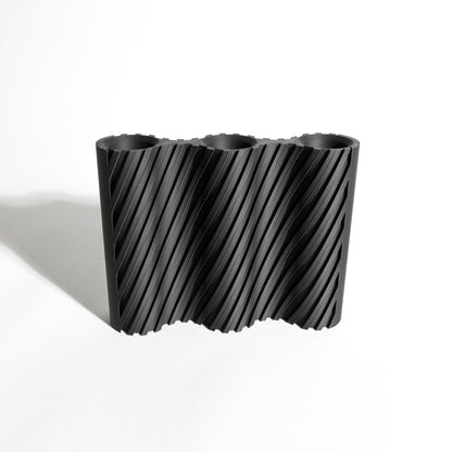 Vase Ribbed Architectural Accent, Decorative Tabletop Display, Matte Japandi Statement