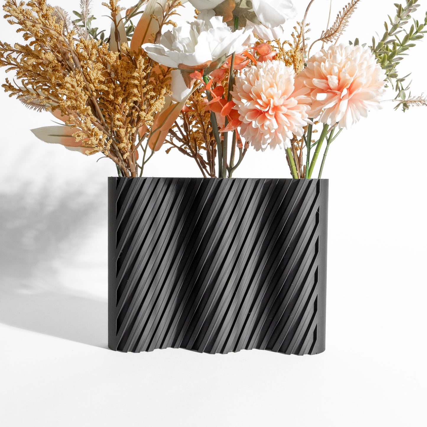Vase Ribbed Architectural Accent, Decorative Tabletop Display, Matte Japandi Statement