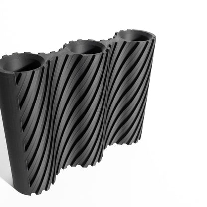 Vase Ribbed Architectural Accent, Decorative Tabletop Display, Matte Japandi Statement