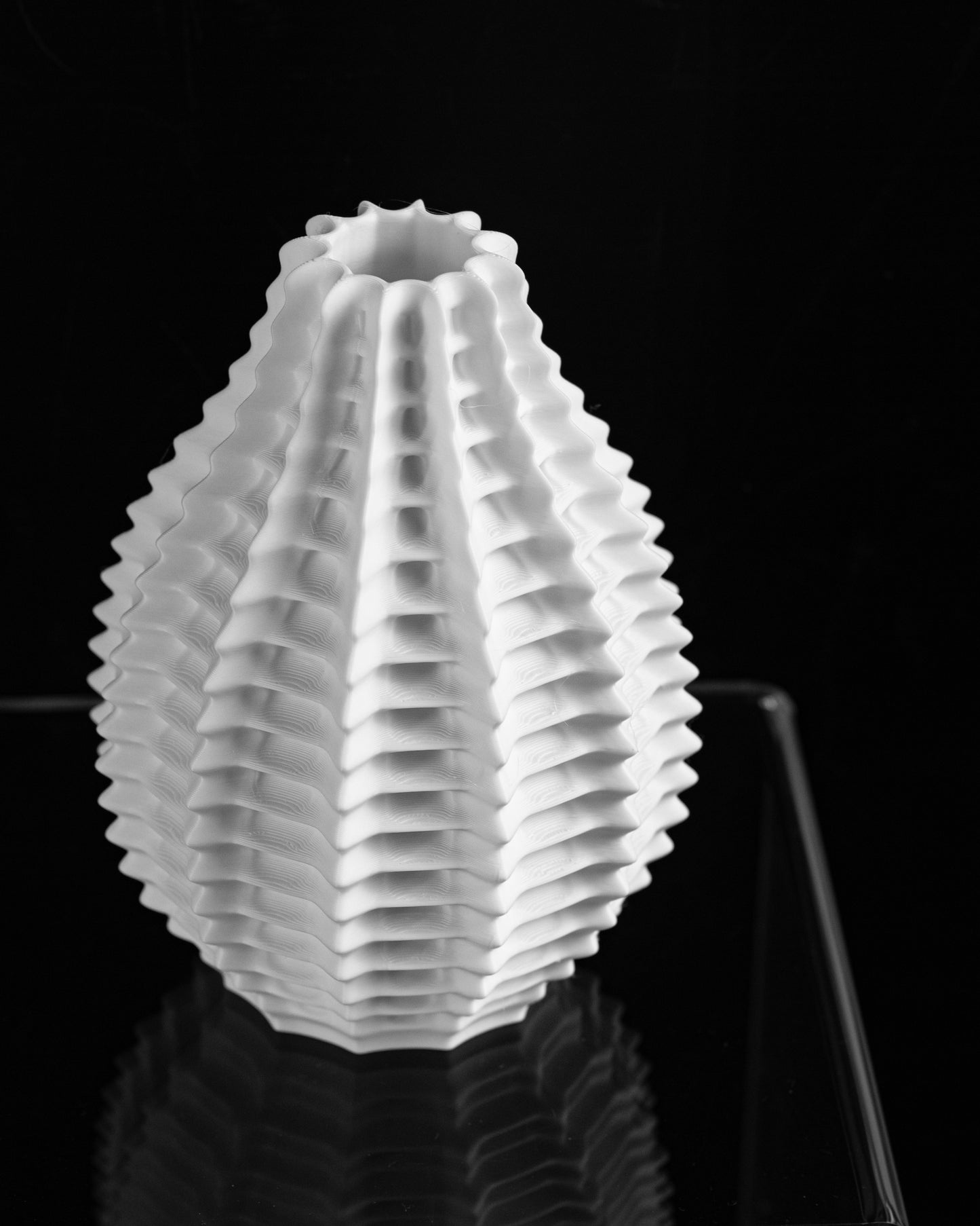 Ribbed Vase, Sculptural Tabletop Vessel, Matte Minimalist Nordic Bathroom Organizer