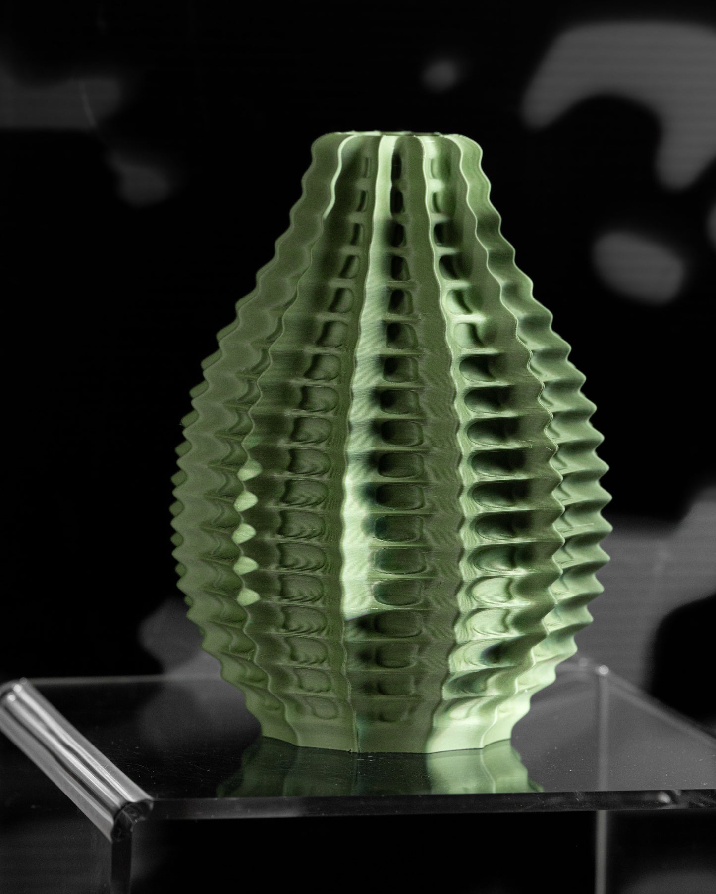 Ribbed Vase, Sculptural Tabletop Vessel, Matte Minimalist Nordic Bathroom Organizer