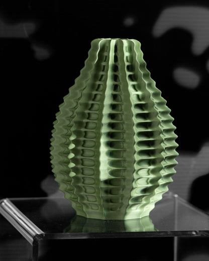 Ribbed Vase, Sculptural Tabletop Vessel, Matte Minimalist Nordic Bathroom Organizer