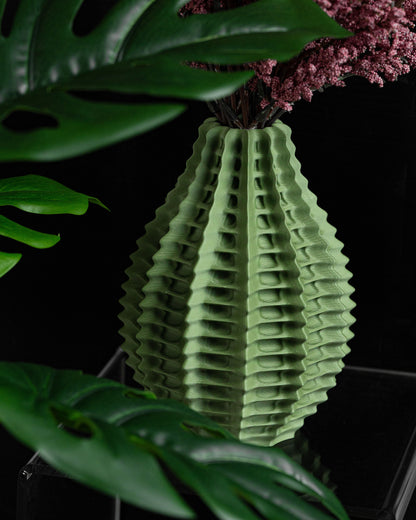 Ribbed Vase, Sculptural Tabletop Vessel, Matte Minimalist Nordic Bathroom Organizer