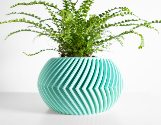 Geometric Echo Planter Pot, Indoor Plant Vessel, Desk Herb Holder, Stoneware-Inspired Stylish Decor Accent