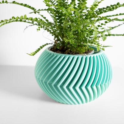 Geometric Echo Planter Pot, Indoor Plant Vessel, Desk Herb Holder, Stoneware-Inspired Stylish Decor Accent