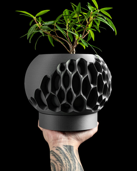 Planter Pot, Minimalist Contemporary Succulent, Indoor Desk Organizer, White Textured