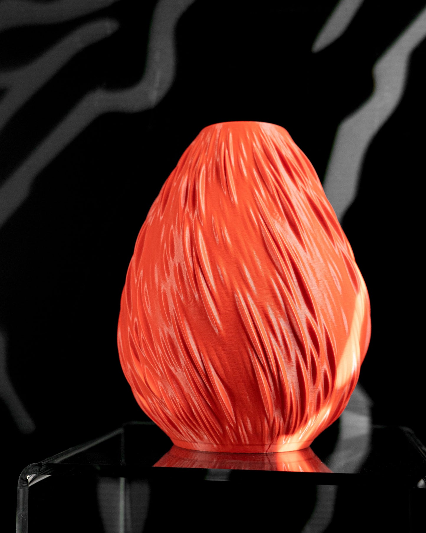 Fire Vase, Curved Modern Vessel, Tabletop Floral Organizer, Workspace Mantelpiece Accent,  Fireplace Mantel