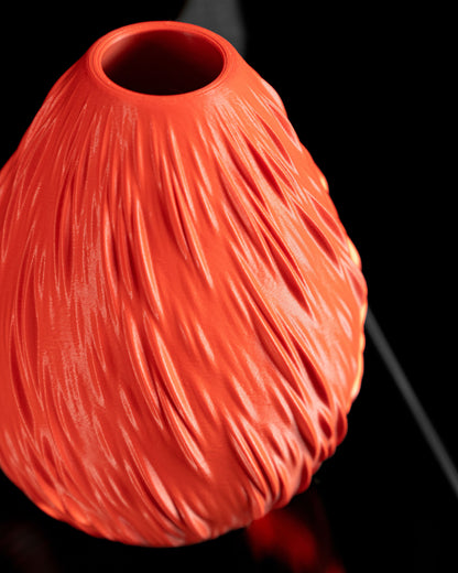 Fire Vase, Curved Modern Vessel, Tabletop Floral Organizer, Workspace Mantelpiece Accent,  Fireplace Mantel