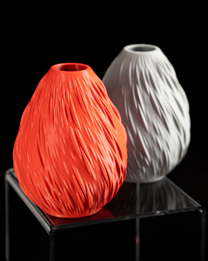 Fire Vase, Curved Modern Vessel, Tabletop Floral Organizer, Workspace Mantelpiece Accent,  Fireplace Mantel