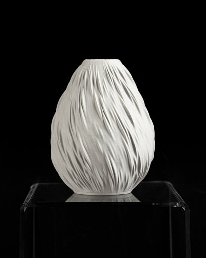 Fire Vase, Curved Modern Vessel, Tabletop Floral Organizer, Workspace Mantelpiece Accent,  Fireplace Mantel