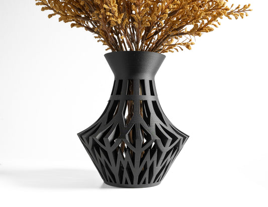 Elegant Modern Vase, Geometric Curved Contemporary Vessel, Artistic Tabletop Accent, Nordic Minimalist Flower Holder