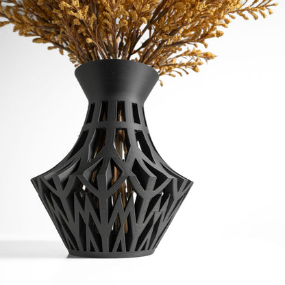 Elegant Modern Vase, Geometric Curved Contemporary Vessel, Artistic Tabletop Accent, Nordic Minimalist Flower Holder