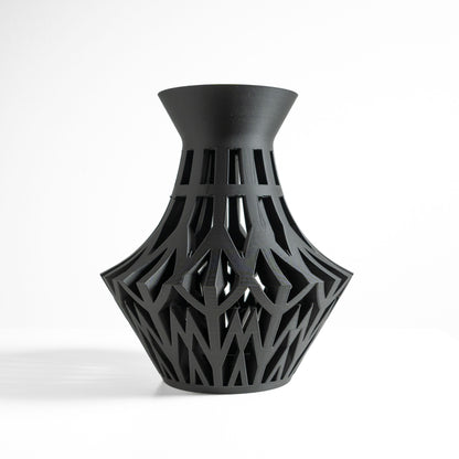 Elegant Modern Vase, Geometric Curved Contemporary Vessel, Artistic Tabletop Accent, Nordic Minimalist Flower Holder