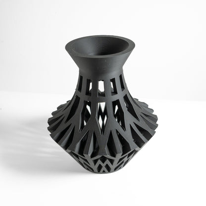 Elegant Modern Vase, Geometric Curved Contemporary Vessel, Artistic Tabletop Accent, Nordic Minimalist Flower Holder