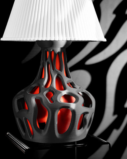 Fractal Table Lamp, Geometric Nightstand Light, Artistic Ambient Lighting, Matte Ceramic Finishes, Japandi Style