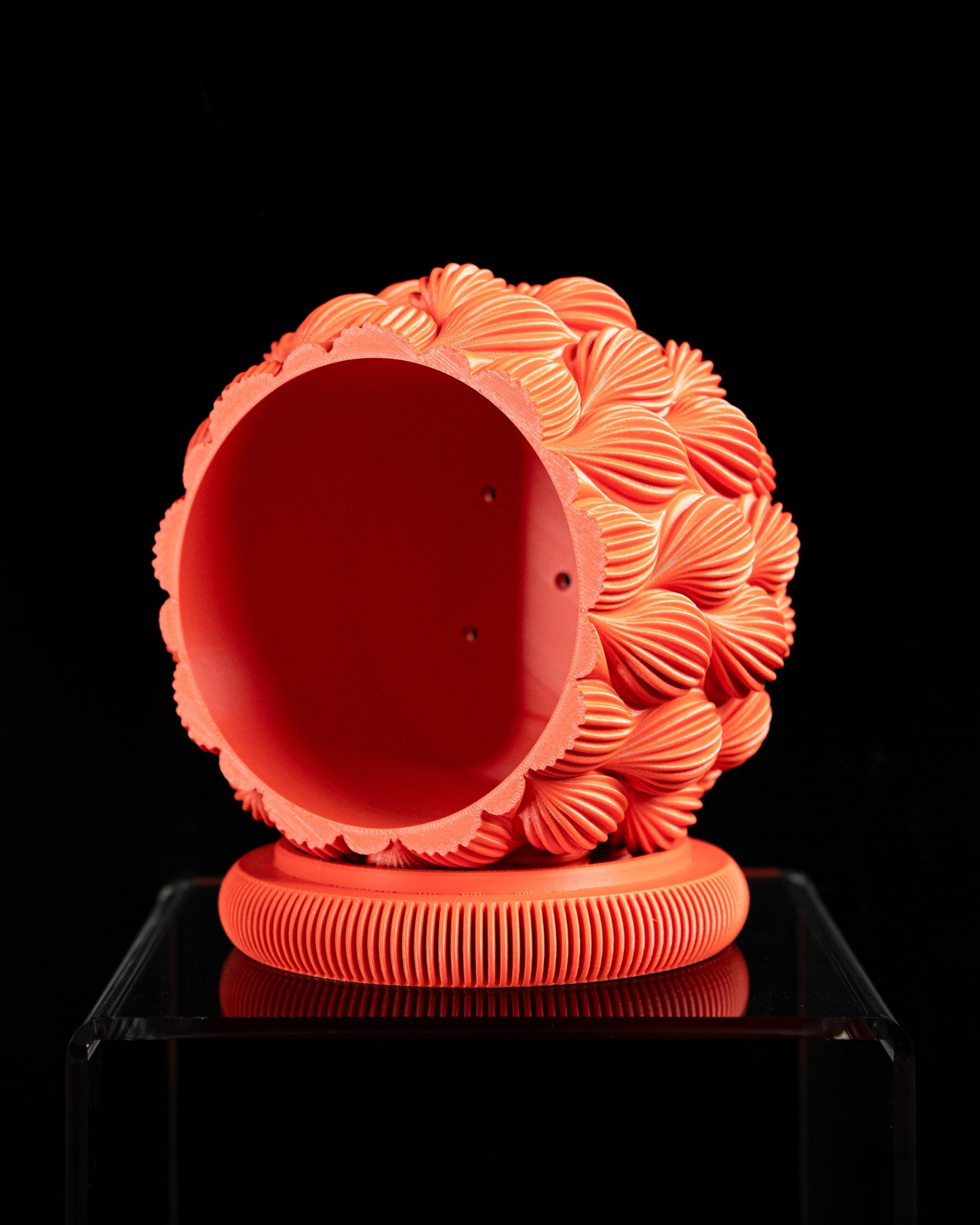 Ripple Planter Pot, Desktop Succulent Display, Contemporary Organizer, Vibrant Orange