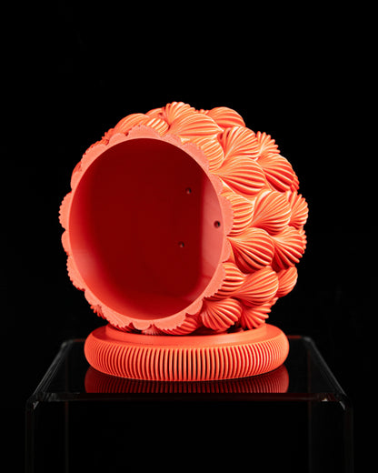 Ripple Planter Pot, Desktop Succulent Display, Contemporary Organizer, Vibrant Orange