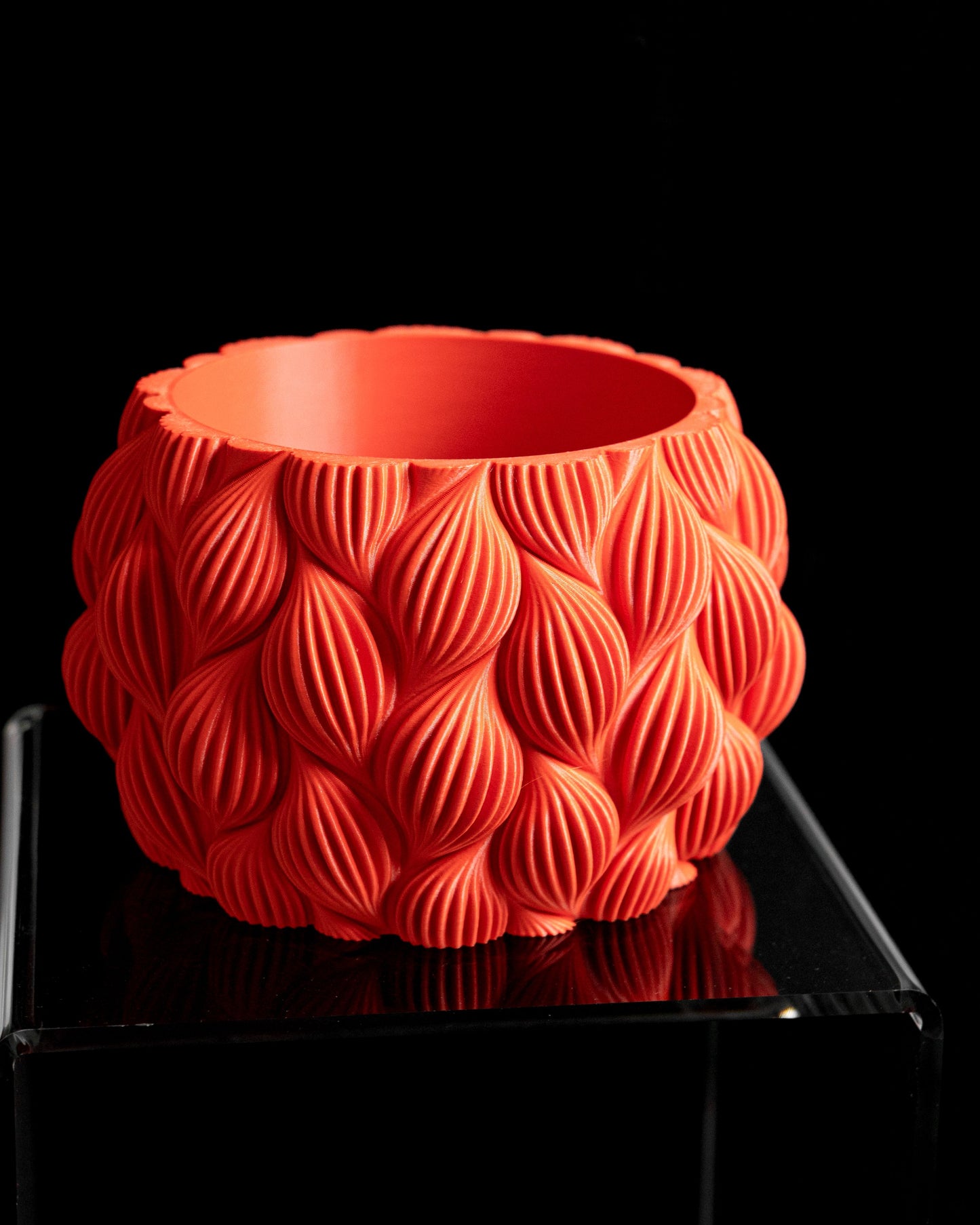 Ripple Planter Pot, Desktop Succulent Display, Contemporary Organizer, Vibrant Orange