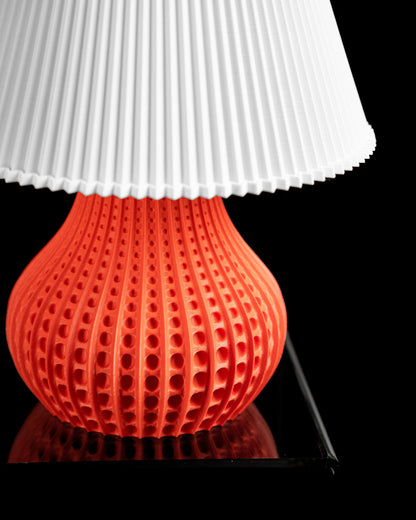 ambient bedside lamp, architectural shade, Japandi nightstand accent, sculptural pendant