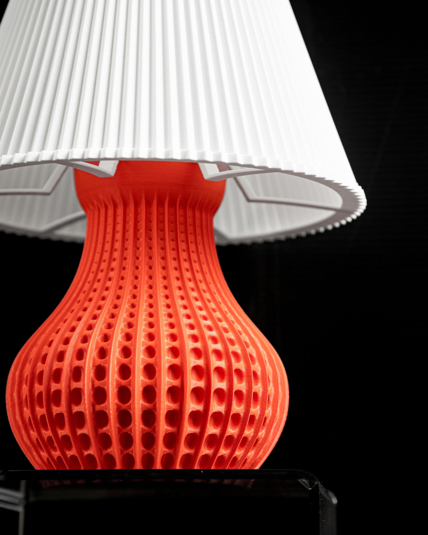 ambient bedside lamp, architectural shade, Japandi nightstand accent, sculptural pendant