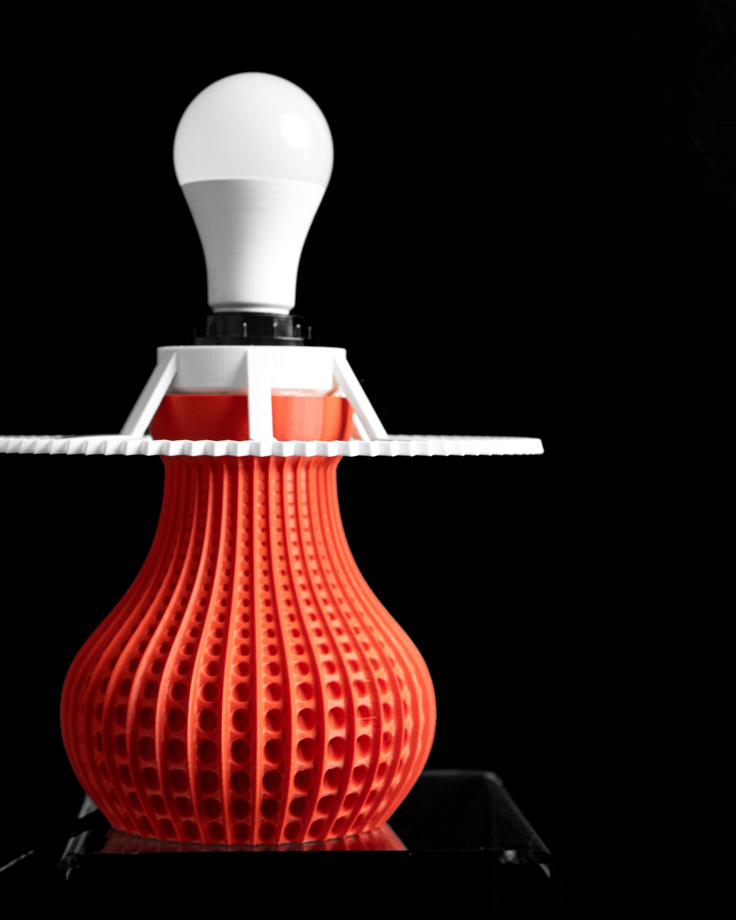 ambient bedside lamp, architectural shade, Japandi nightstand accent, sculptural pendant