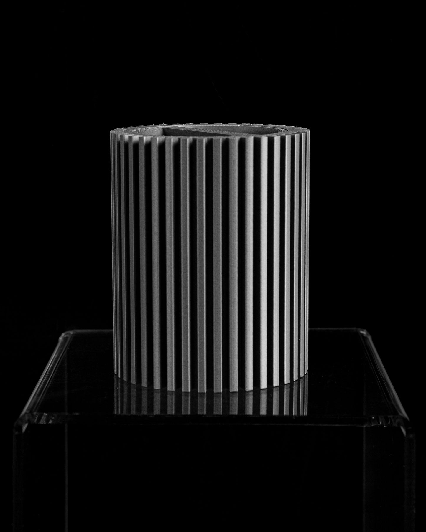 Vanity Organizer, Striped Lidded Jar, Countertop Catchall, Minimal Nordic Storage